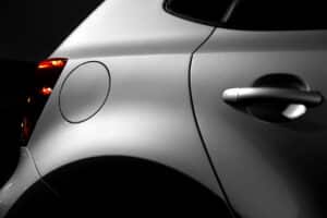 close up of a grey car