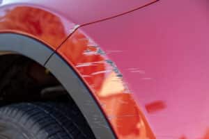 Close up of scratches on a car