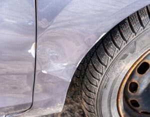 Scratches on the fender of a car