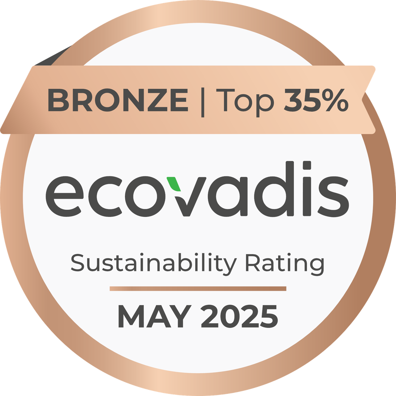 Ecovadis bronze sustainability rating, may 2025